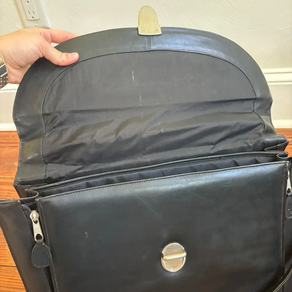 Frye Black Leather Briefcase Messenger Bag Business Laptop Satchel Work Tote